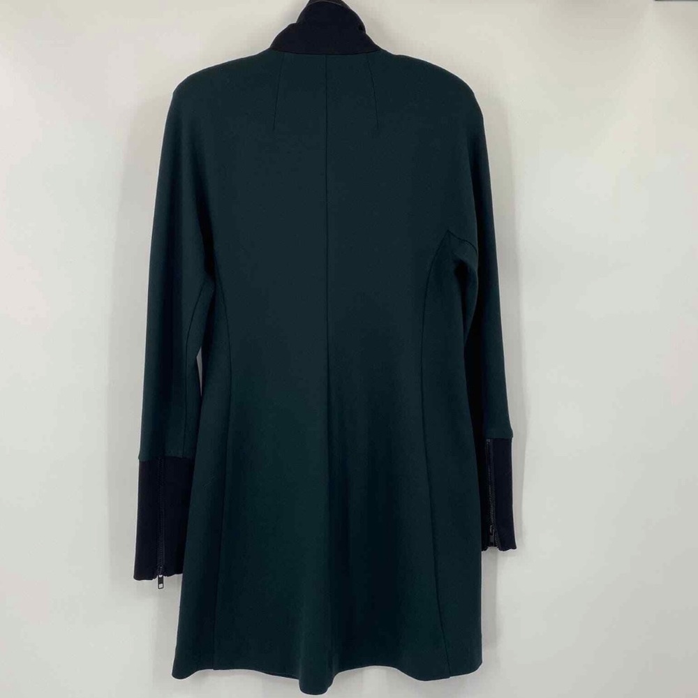 Cabi Renaissance Jacket Zipper Front Faux Leather Detail Emerald Green